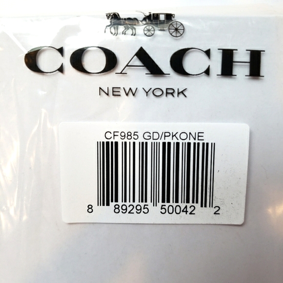 Coach Signature Star Earrings Set. 3 pairs in gift box. Pink, gold tone - Picture 9 of 11